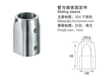 Glass Sliding Door Seriers sliding sleeve GL-007, stainless steel 304, finishing satin, for bathroom door