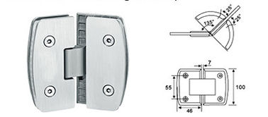 Bathroom glass clamp RS1812, 90# Camber 135 degree, stainless steel, Satin and mirror