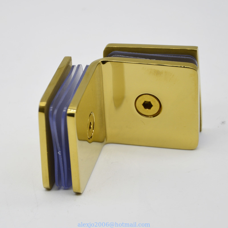 Clip Stainless steel glass to glass 90 degree, material SS304, finishing satin or mirror, for 9-12mm glass