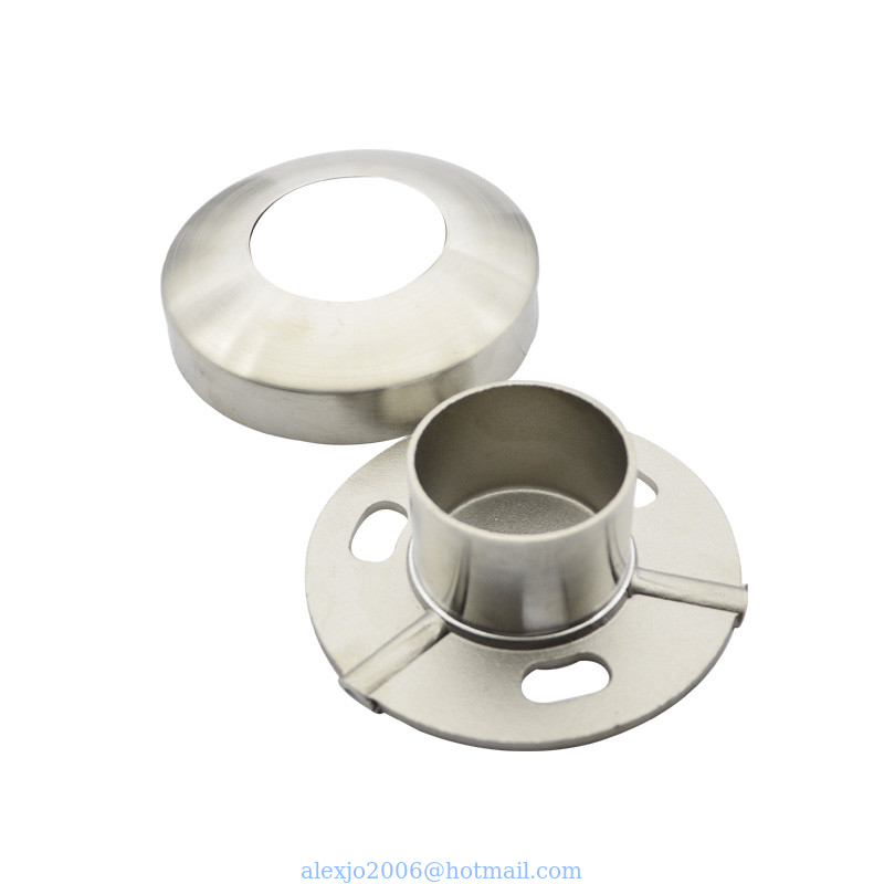 Stainless steel 304 pipe flange base in 2" for 50.8mm tube satin finishing with cover , mirror available